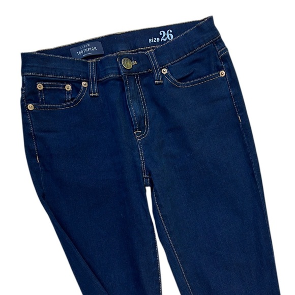 J CREW | NWOT TOOTHPICK JEANS 8” MID-RISE DARK WASH | SIZE: 26 - Picture 2 of 11